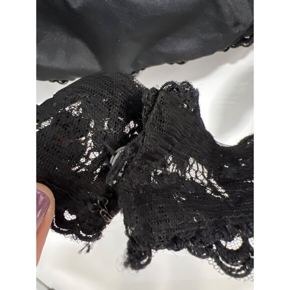 Vintage 90s Lace Crop Top Size 14 Open Back Black Grunge Whimsigoth Witchy Emo - Picture 5 of 9
